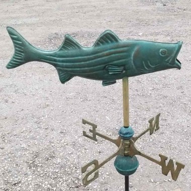 Aged Copper Cottage Fish and Lure Verdigris Weathervane