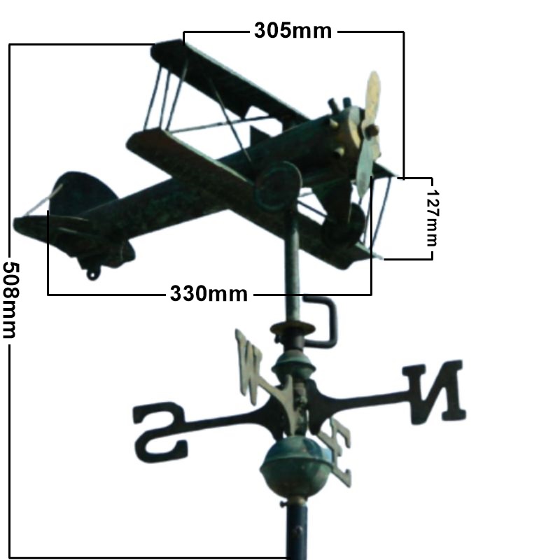 Copper biplane weathervane measurements
