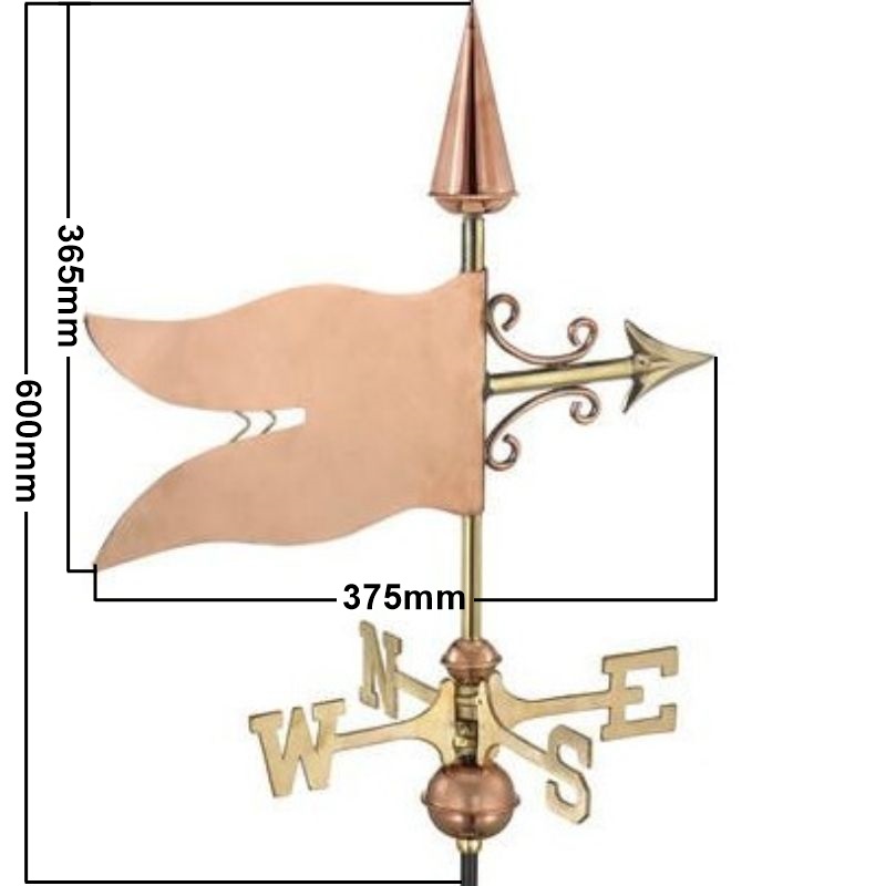 Copper banner weathervane measurements