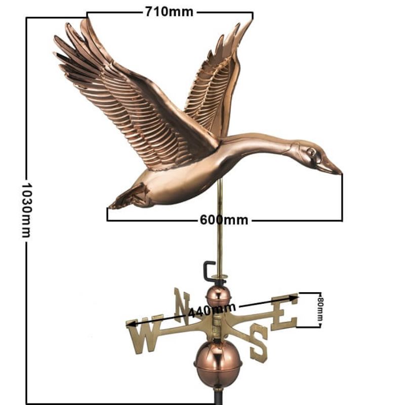 Copper goose weathervane (Large) measurements