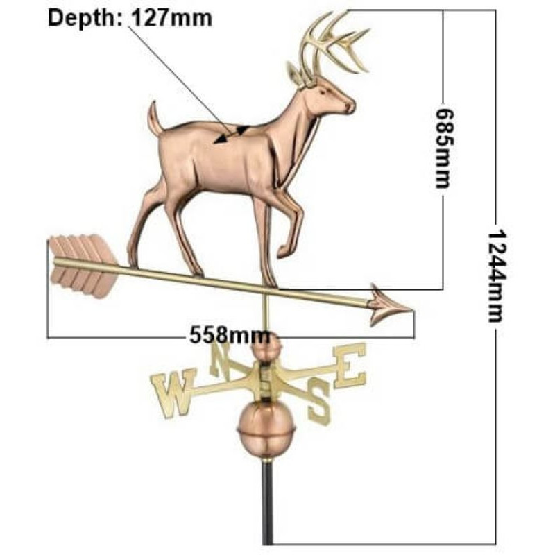 Copper stag weathervane (Large) measurements