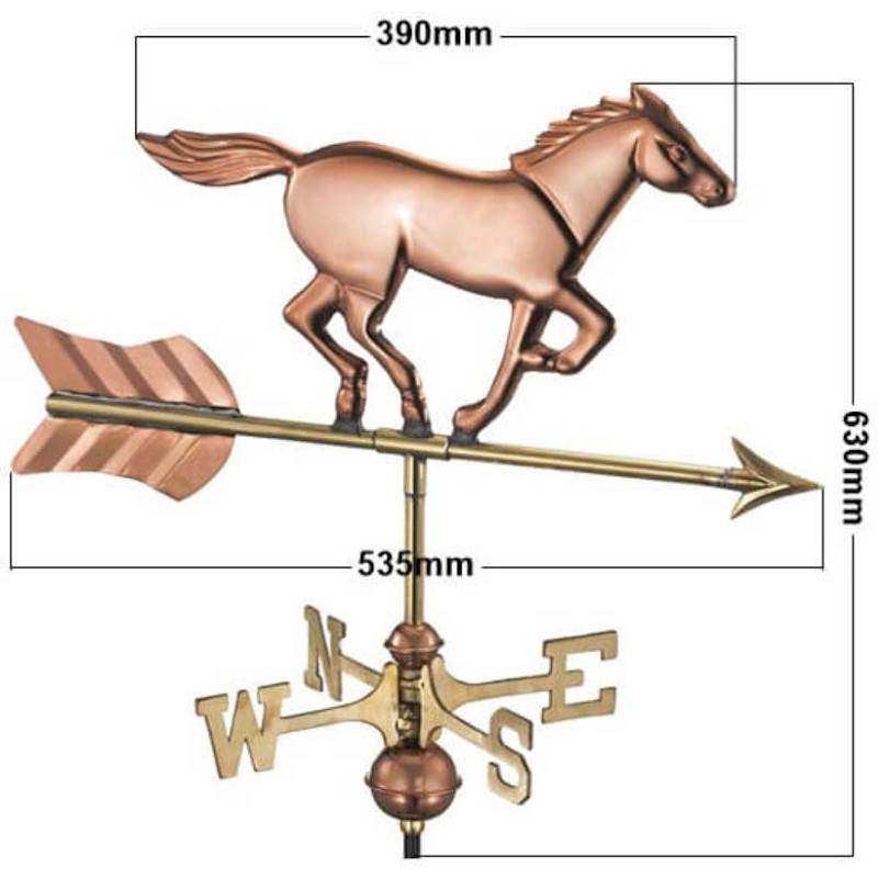 Copper horse weathervane measurements
