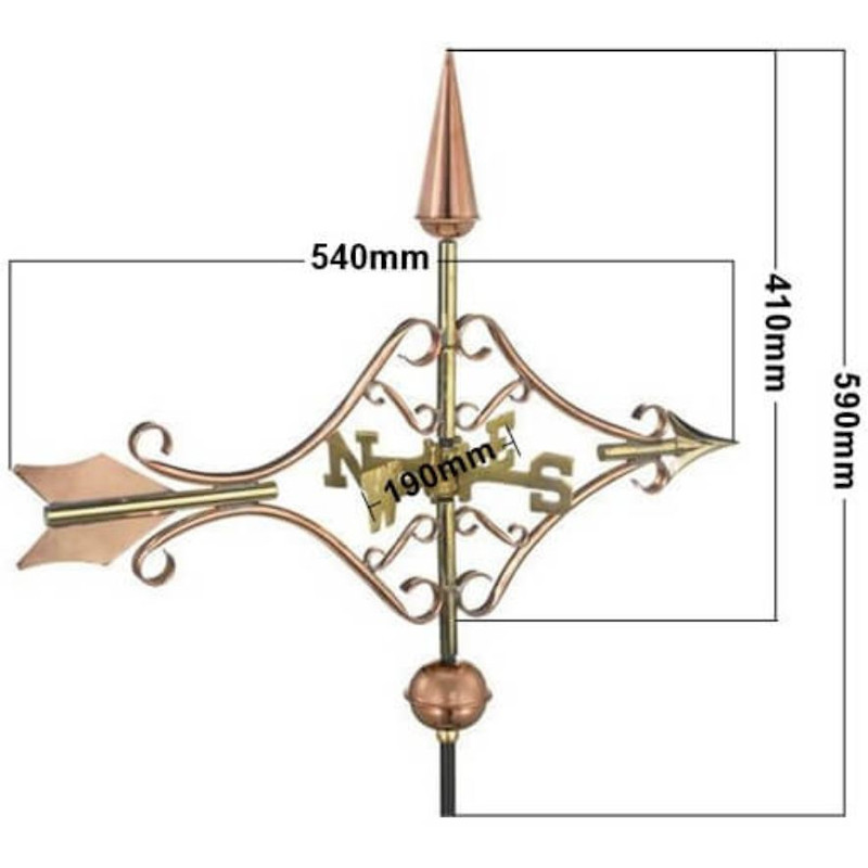 Copper victorian arrow weathervane measurements