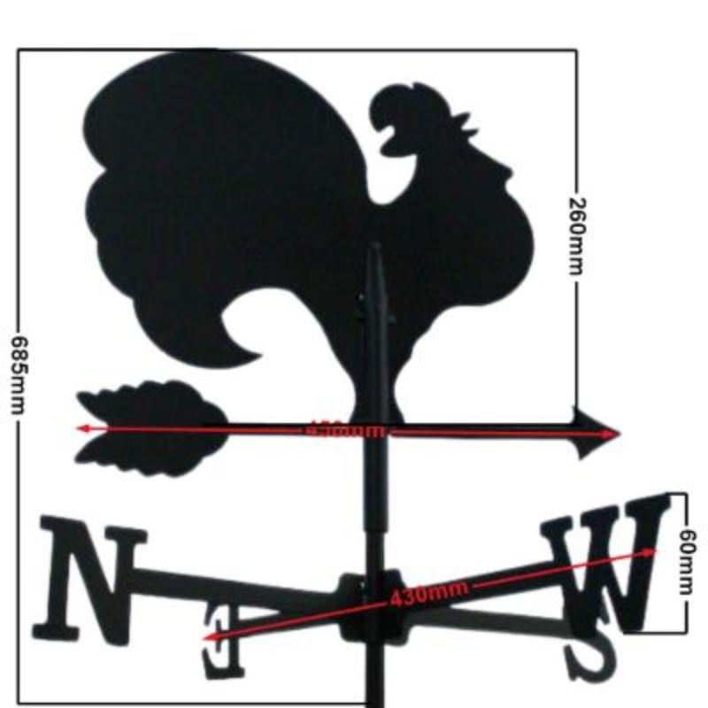 Medium cockerel weathervane measurements
