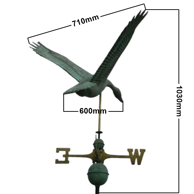 Copper goose weathervane (Large) measurements verdigris
