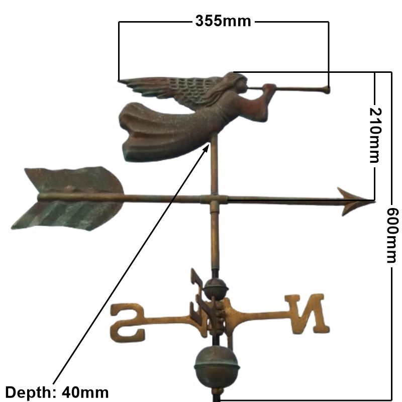 Copper angel weathervane measurements