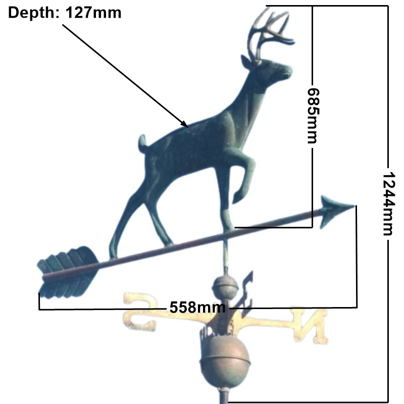 buck_deer_weathervane_copper_verdigris_measurements