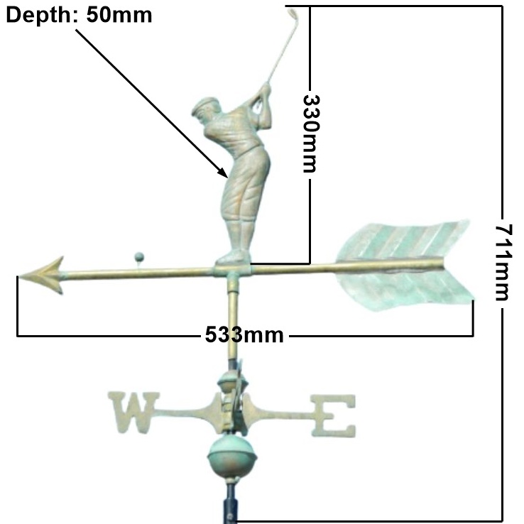 Copper verdigris cockerel weathervane measurements