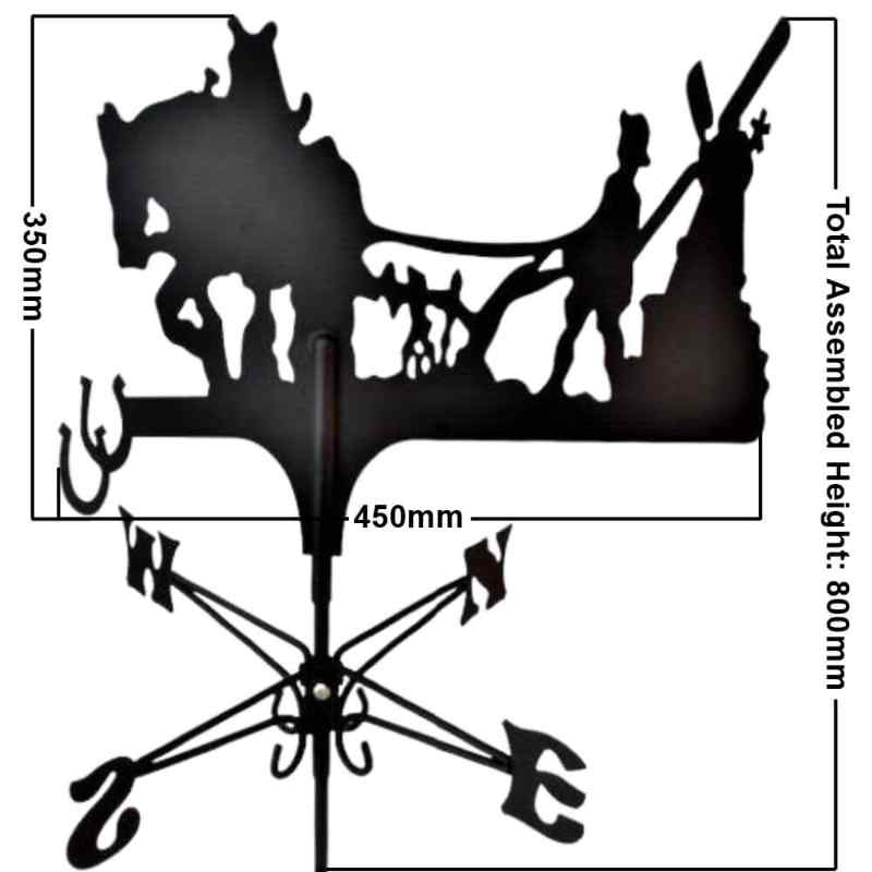 Traditional horse and plough weathervane measurements
