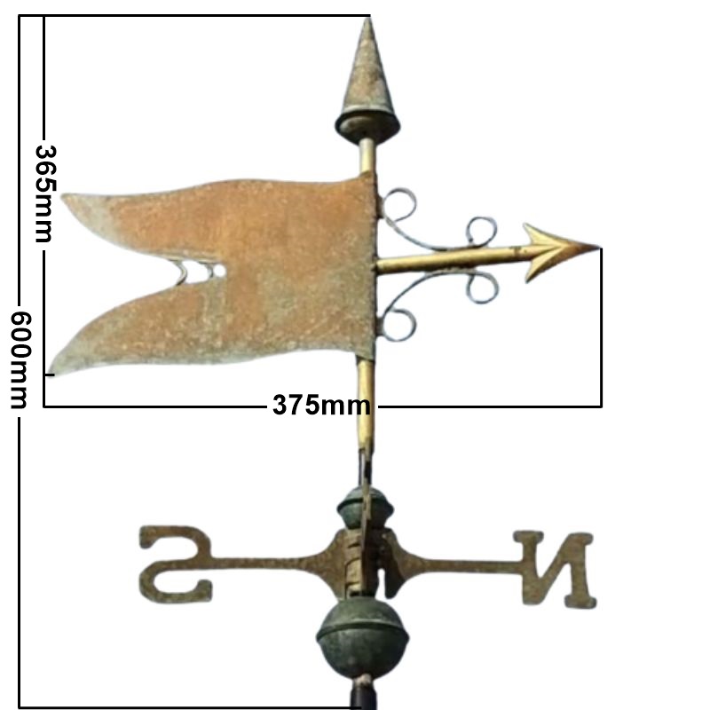verdigris_copper_banner_weathervane_measurements