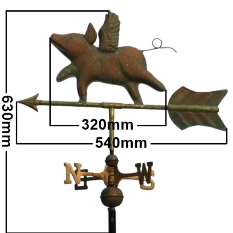 Copper flying pig weathervane measurements