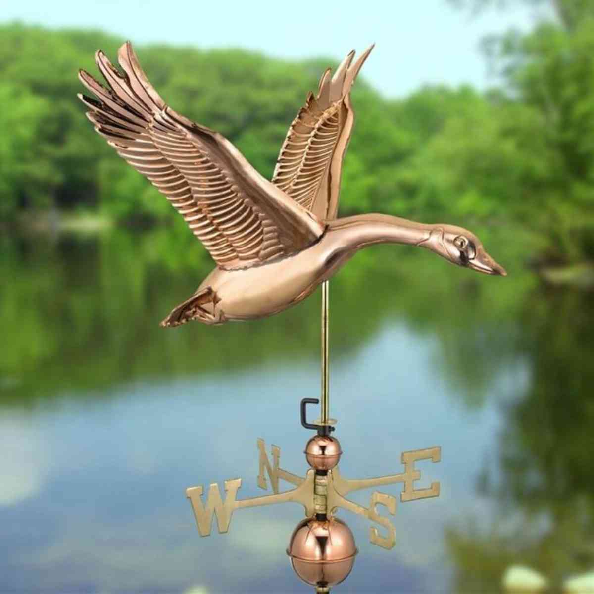 Copper flying goose weathervane