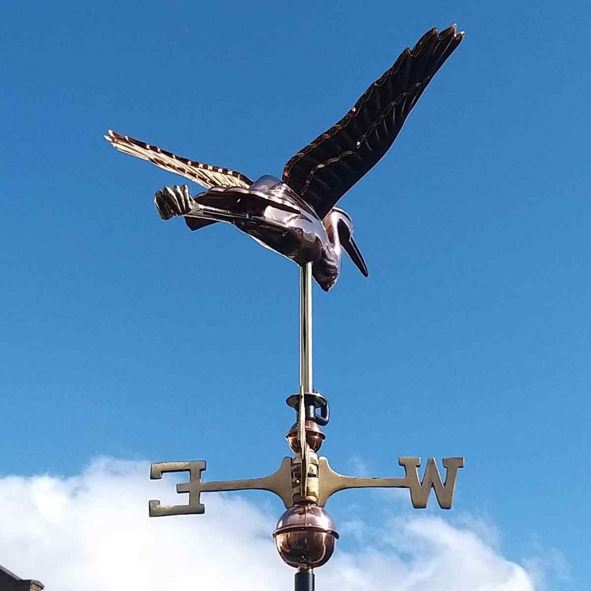 Copper heron weathervane