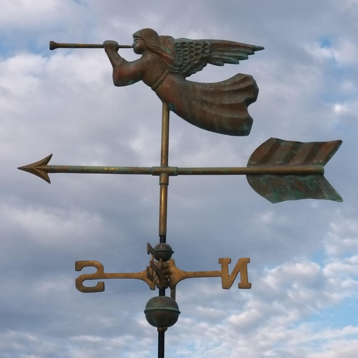 weathered aged verdigris copper angel weathervane.jpg_1