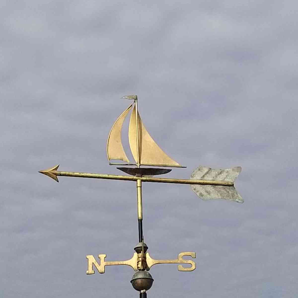 verdigris sail boat weathervane