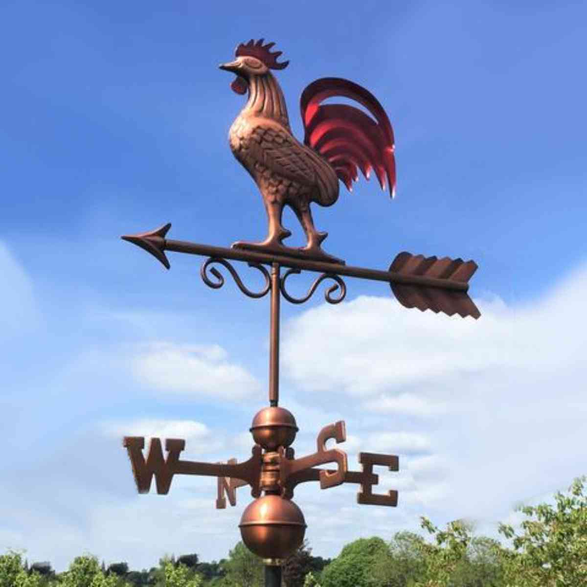 red_bantam_rooster_good_directions_copper_weathervane