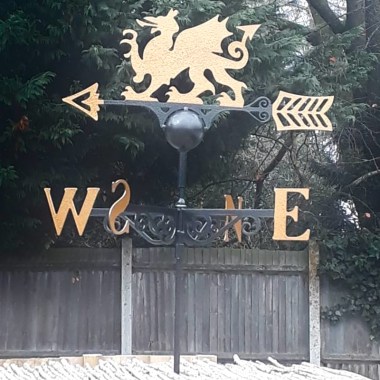 gold welsh dragon weathervane installed