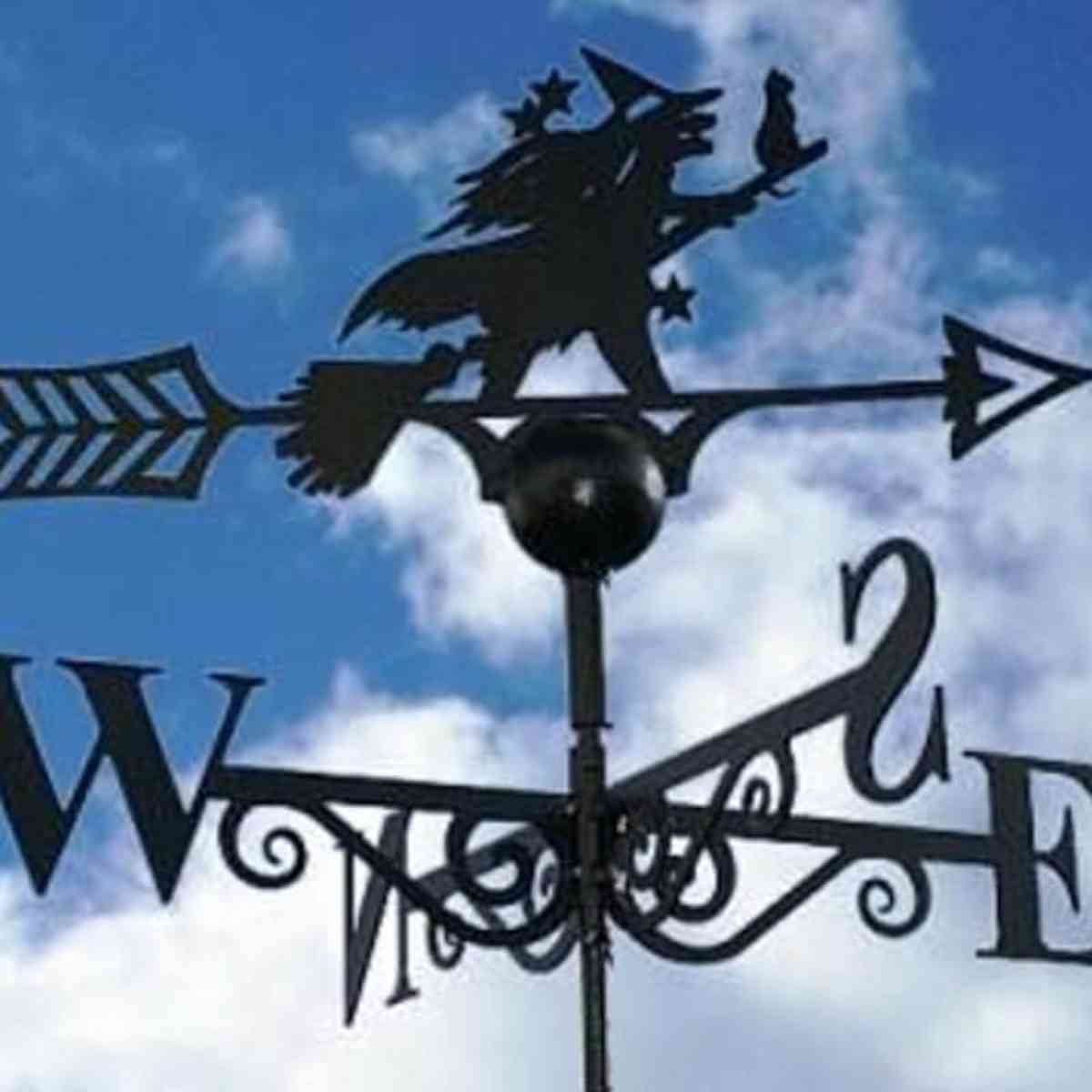 Witch weathervane installed